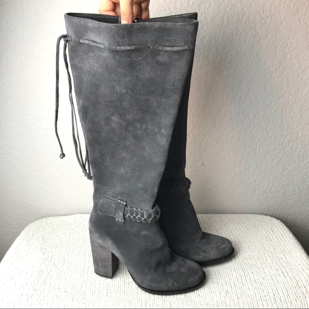 Neiman Marcus Avette Braided Suede Knee High Boot